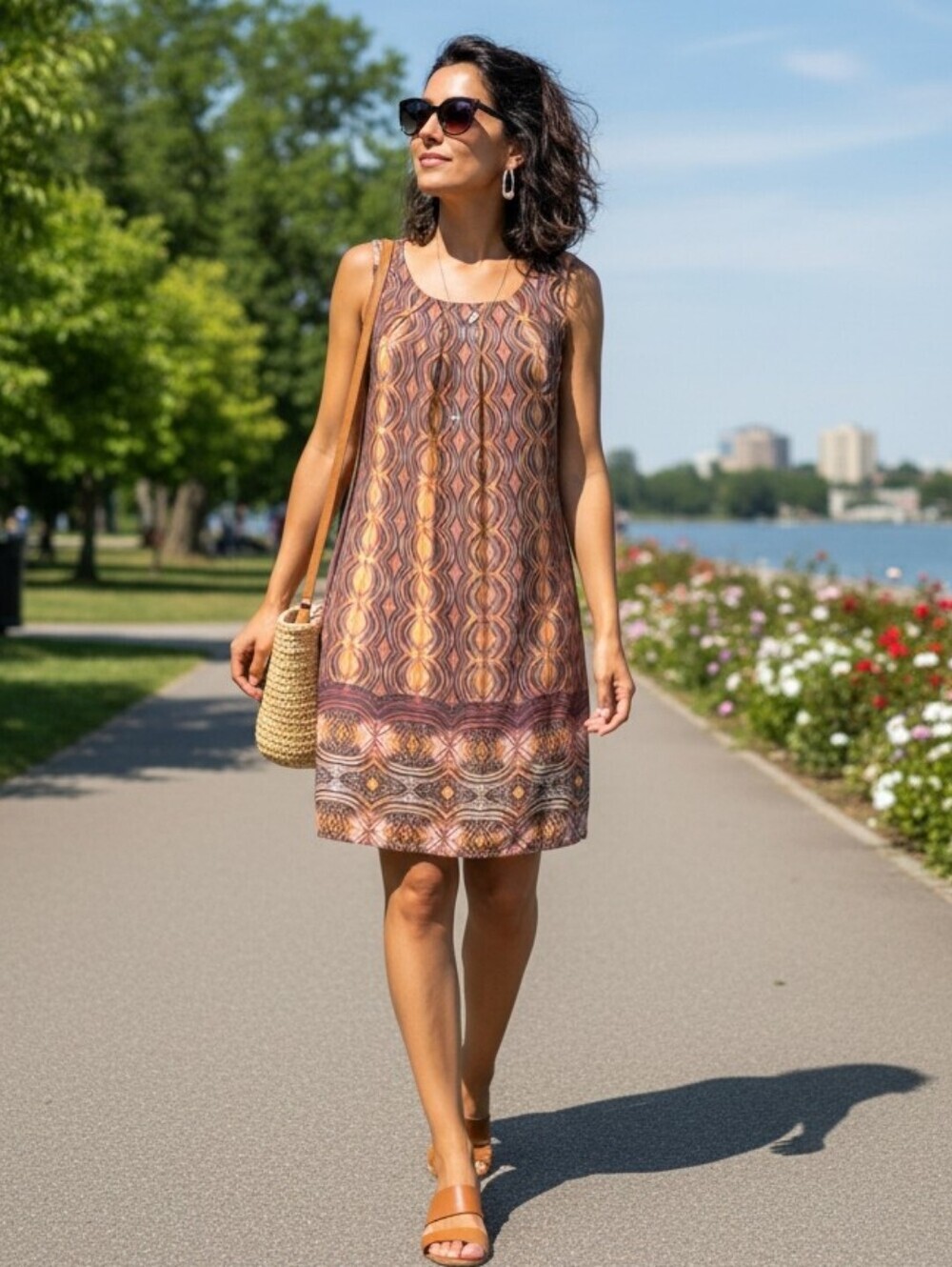 Jessica Sleeveless Geometric Pattern Dress Size 6